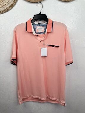 Porter & Ash Polo Shirt Mens XL Peach/Coral Short Sleeve Pique Pocket Golf